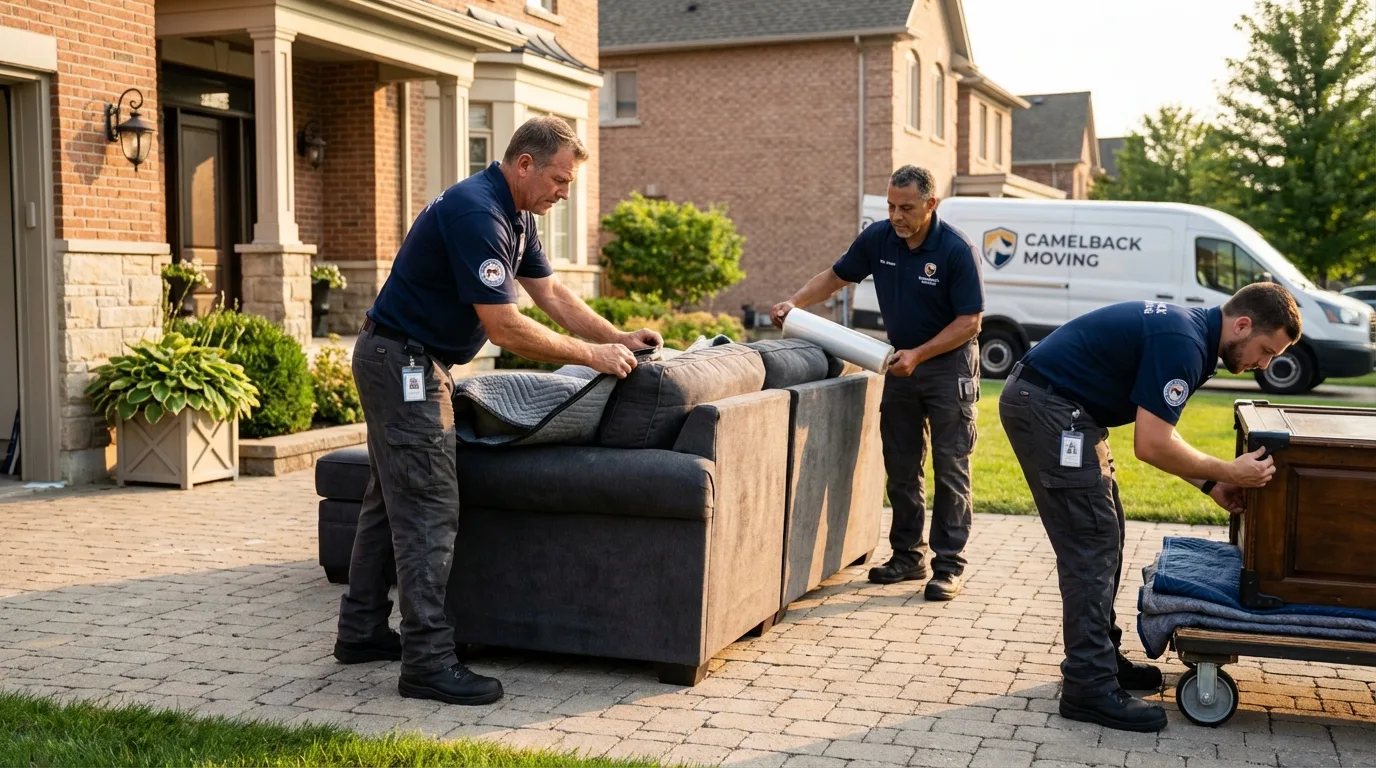 Large estate moving crew wrapping furniture in Cape Girardeau, MO